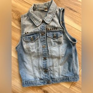 Y2K Mudd Denim Vest Jr M